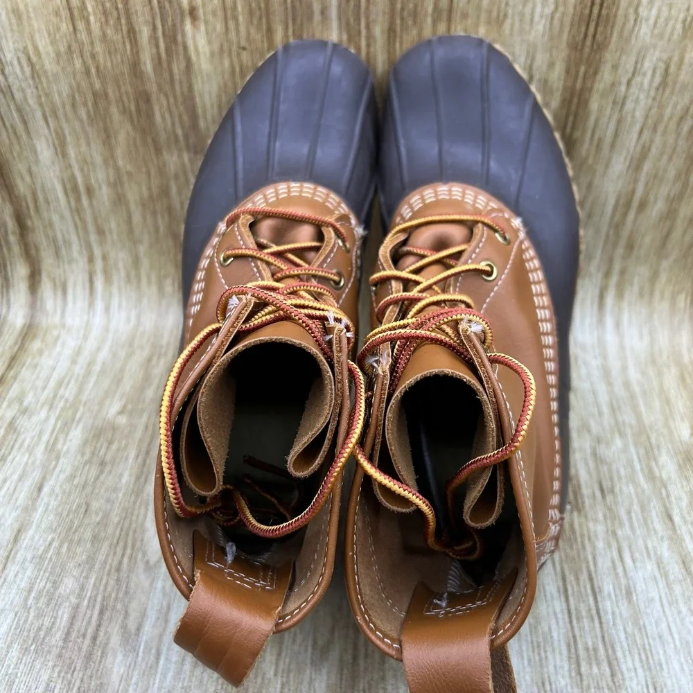 LL Bean Bean Boots Women's Size 8 Leather Rubber Ankle Lace Up Duck Boots